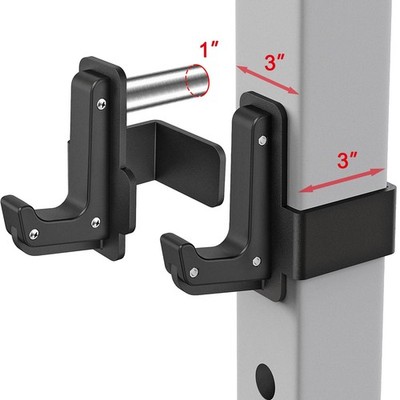 Steel J Hooks for Power Cage Squat Rack Attachment for 3'' x 3'' Square Tube wi...