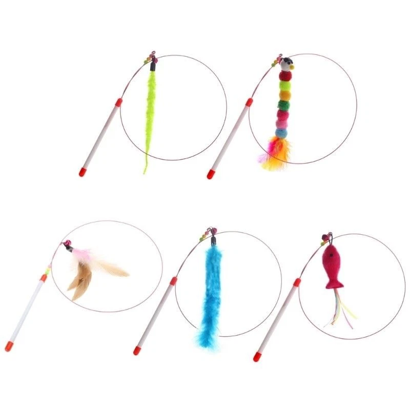 Interactive for Cat Toy Funny Simulation Feather Fish with Bell funny Exercise