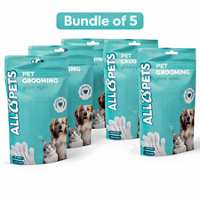 Pet Grooming Glove Wipes Set of 5   Gentle Cleaning for Dogs  Cats, Unscented
