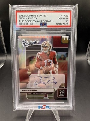 2022 Donruss Optic #TR-13 Brock Purdy The Rookies /99 Auto PSA 10
