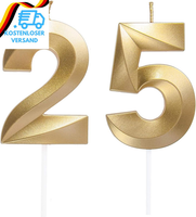 Geburtstagskerzen Zahlen 25/52, Gold Geburtstag Kerzen, ZahlenföRmige Kerze, 3D