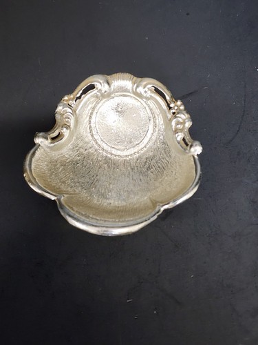 Vintage Metal Footed Unusual Trinket Dish Ashtray Silver 1960's Scalloped Edges - Picture 19 of 21