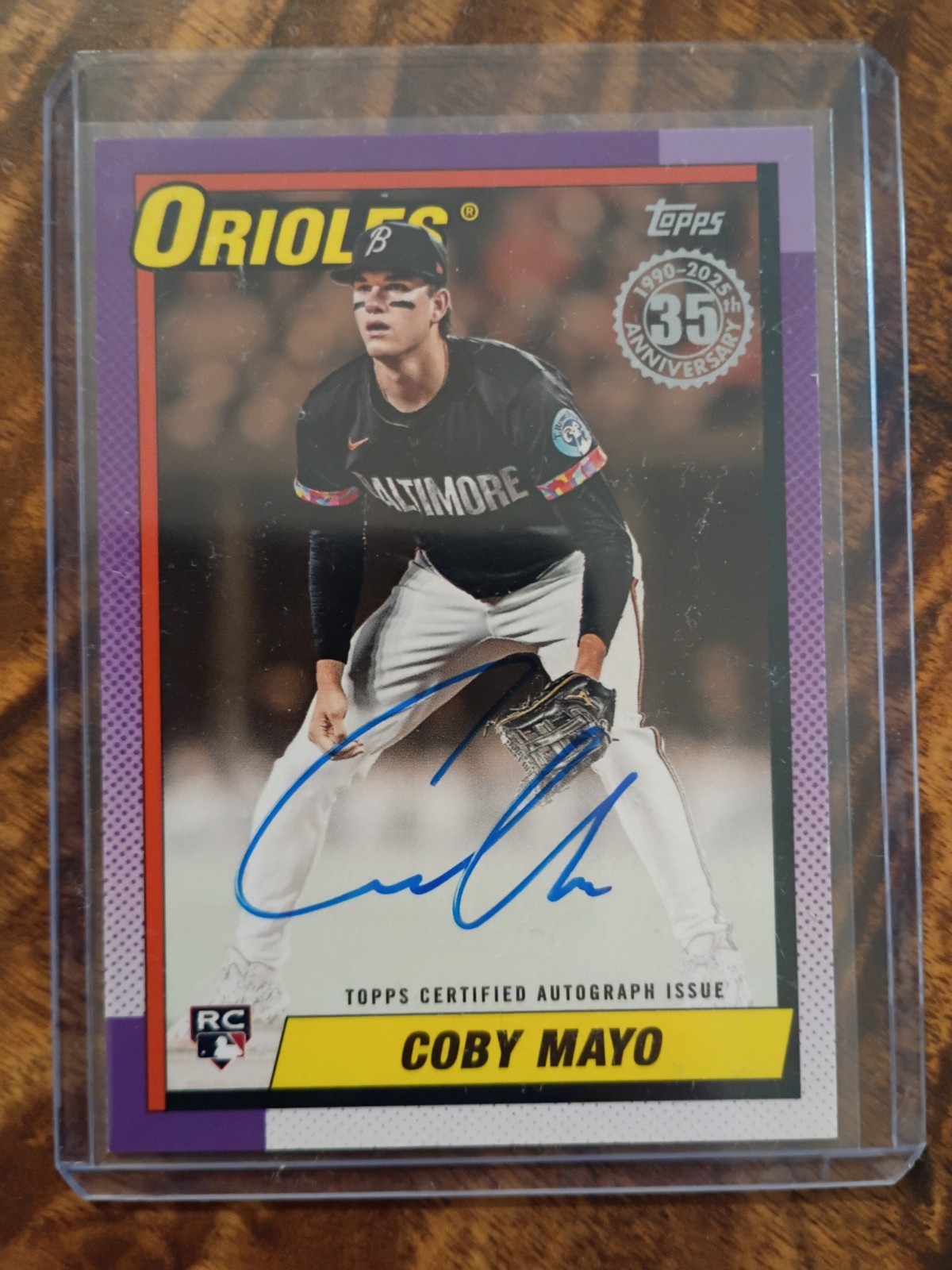2025 Topps Coby Mayo 1990 35th Anniversary Autograph Auto Rookie Rc Gold /50