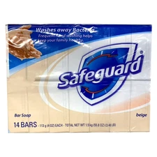 Safeguard Original Bar Soap, Beige,Deodorant Antibacterial, 4 oz 14 Bars