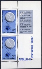 ROMANIA  1968 CIRCUMLUNAL  FLIGHT Apollo 8, Stamp+Label, MNH,OG, p3