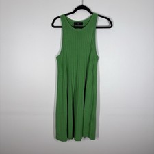 WB WITHBLACK Women L Vibrant Green Ribbed Sleeveless Sterling Knit Dress NWT