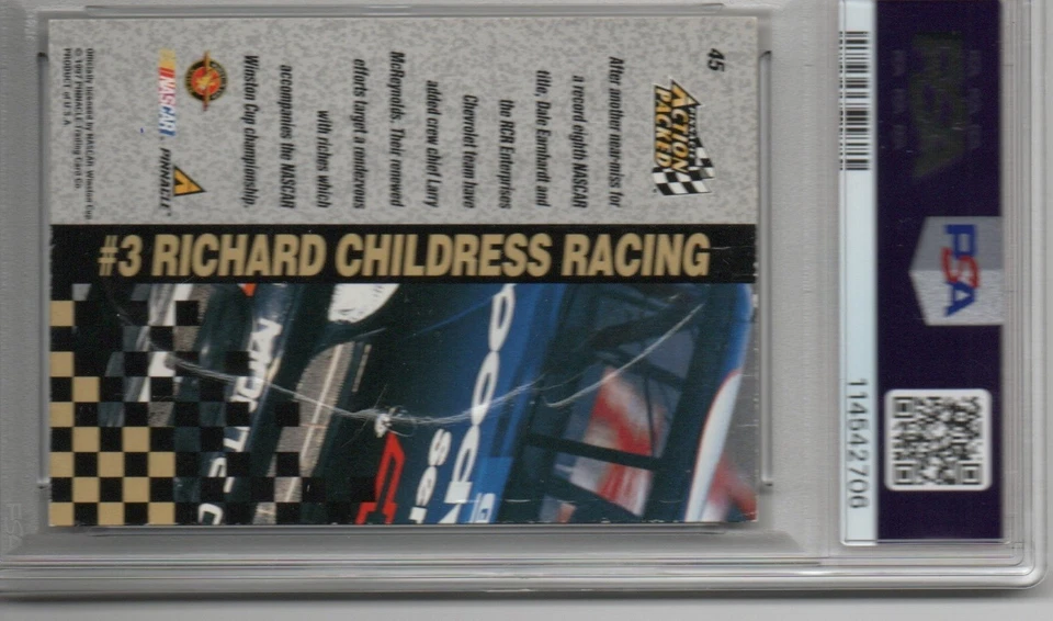 1997 ACTION PACKED DALE EARNHARDT SR AUTOGRAPHED Card #45 PSA/DNA CERT AUTO 7 - Image 2 of 2