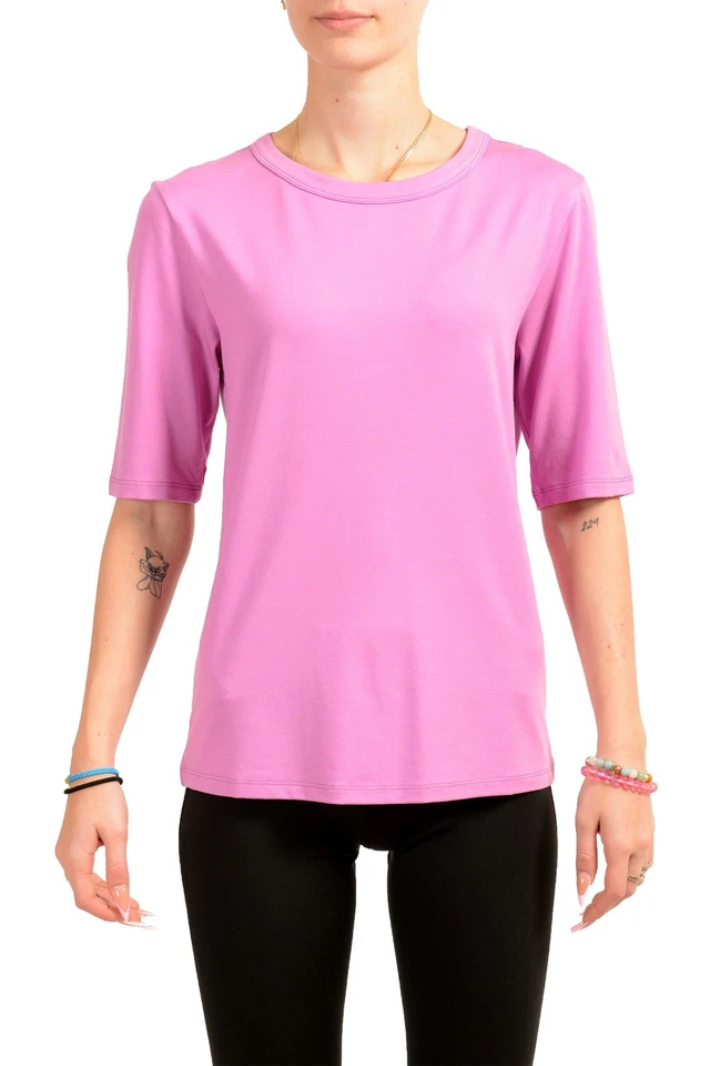 Hugo Boss Women's "Efita" Purple Basic Crewneck T-Shirt Top US L IT 44