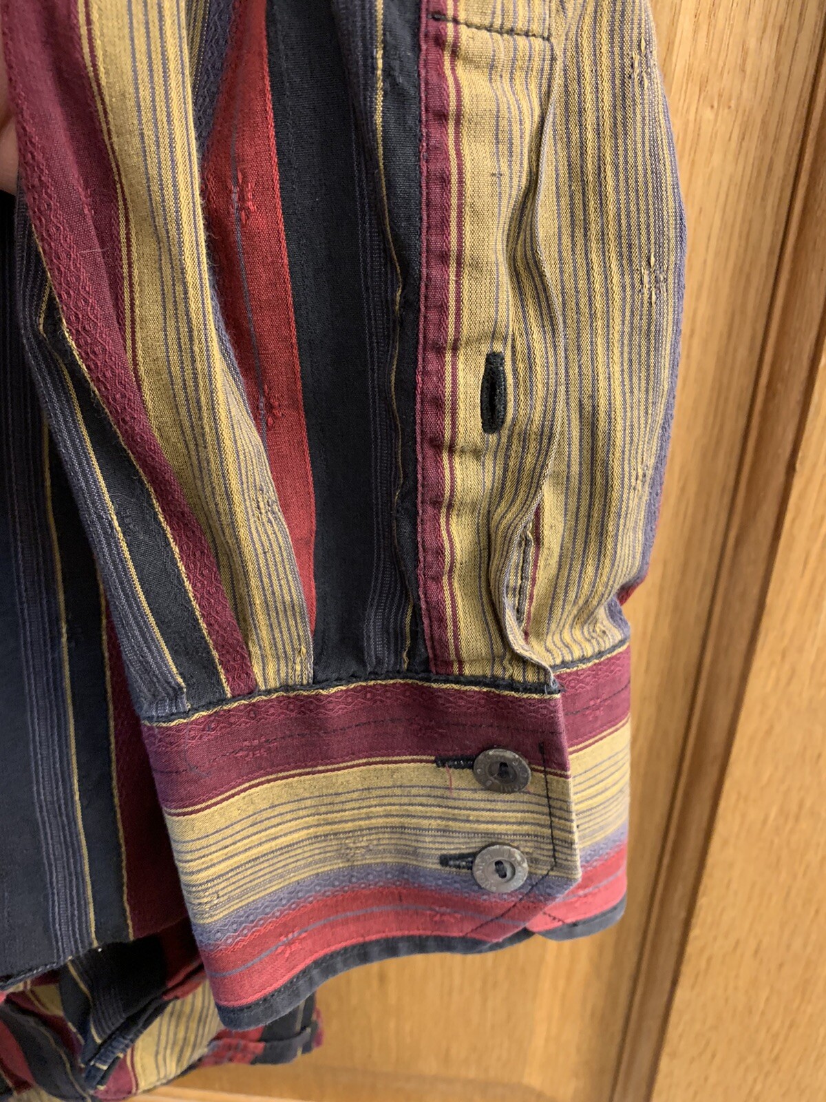 1990’s Bugatchi Multi-Color Button Down Striped L… - image 5
