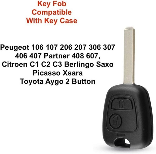 Key Case For Peugeot 106 107 206 207 306 307 406 407 Partner 408 607 2 Button - Picture 57 of 57