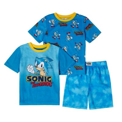 Boys Sonic the Hedgehog PC Pajamas Set T Shirt Shorts Pant