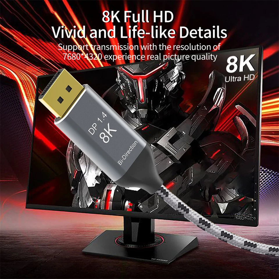 CY DP Source to USB 3.1 Type C USB-C Displays Male 8K HDTV Cable for Laptop 1.8m - Image 3 of 4