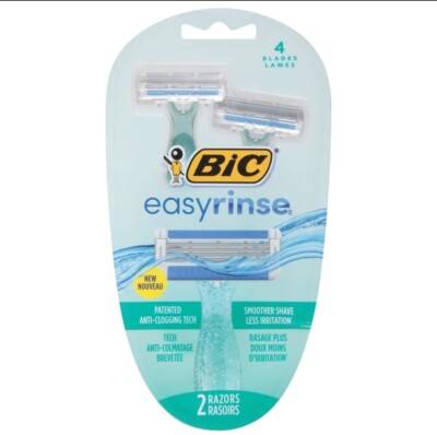 NEW BIC EasyRinse Anti-Clogging Women's Disposable Razors 4 Blades 2ct