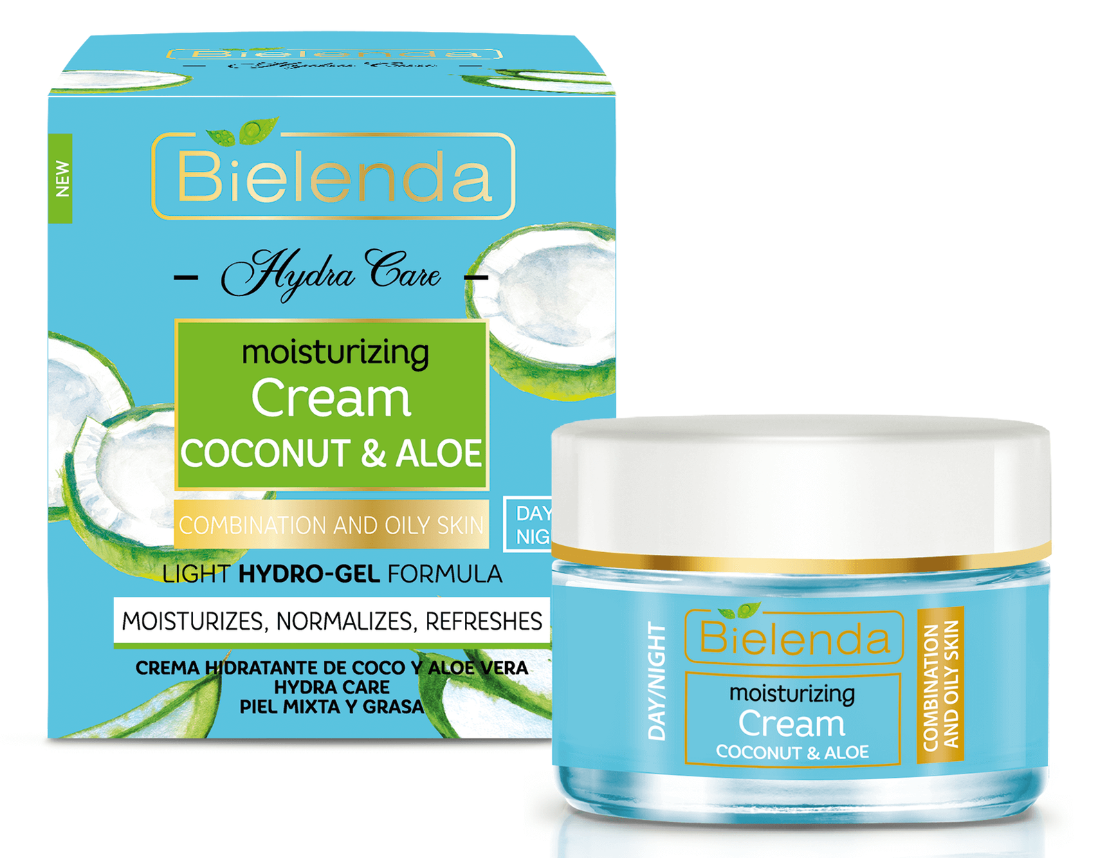Bielenda Hydra Care Moisturising Face Cream Coconut & Aloe Combination Skin 50ml