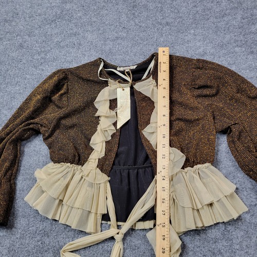 Gimmicks By BKE Cardigan Sweater Womens XS Brown Gold Boho Flared Top Casual NEW - Picture 7 of 12