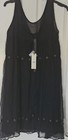 Top Shop Dress 16 Black Studded Ltd Edition Sleeveless Lined Lace Type Fabric
