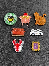 7PCS TV Series Friends Enamel Pins Set Metal Badges for lapel backpack hat