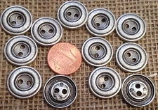 12 Silver Tone Metal Buttons 11/16" 18mm # 7308