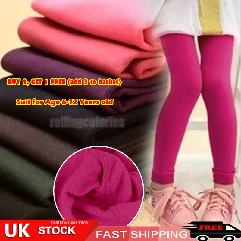 Kids Thermal Fleece Lined Leggings Slim Winter Pants for Girls-Age