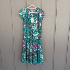 Rails Juni Floral Midi Dress Size M Women Preppy V Neck Rayon Blend In Gardenia
