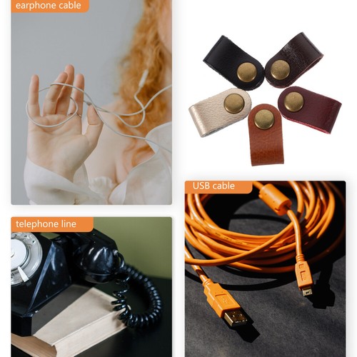 10PCS Leather USB Cord Organizer Data Cable Keeper Charging Cable Wrapper - Photo 6/12