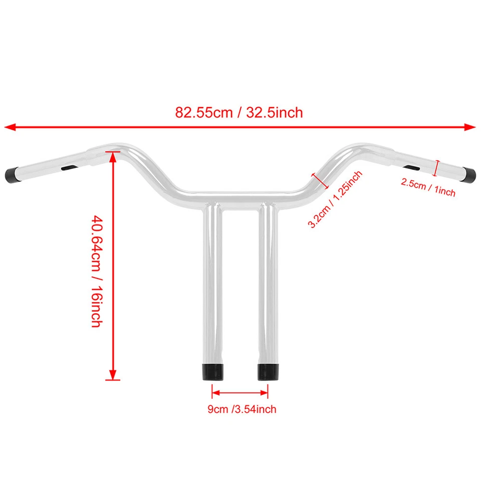 16" MX-T Bars Handlebar Fits For Harley Softail Sportster Dyna Wide Glide - Image 2 of 4
