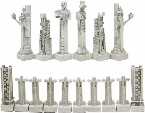 Frank Lloyd Wright Midway Gardens Sprites Resin Chess Pieces & Wooden Board Set - Picture 2 of 12