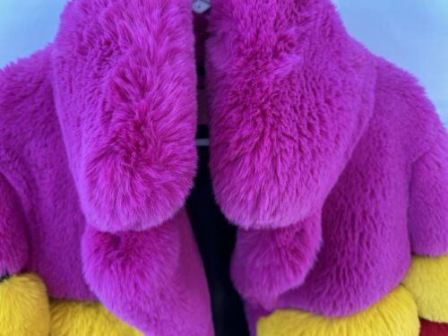 Azalea Wang Color Block Faux Fur Panel Trench Coat Small Fluffy Soft Fruit Loop - Picture 11 of 23