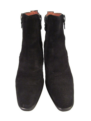 ELLEN TRACY Italy Black Suede Leather Double Zip Ankle Boots Women's Size 7.5 B - Picture 5 of 17