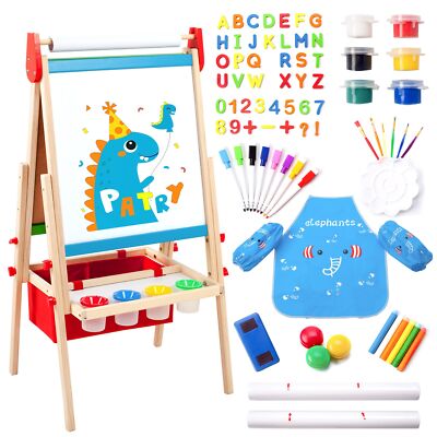 Kids Easel Including  Accessories, Double Sided Wooden Easel for Kids