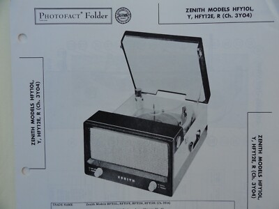 Original Sams Photofact Manual ZENITH MODEL HFY10L, HFY12E (Ch. 3Y04)