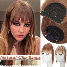 Thin Neat Wispy Bangs Real as Human Hair Clip In Fringe Front Hairpiece Straight