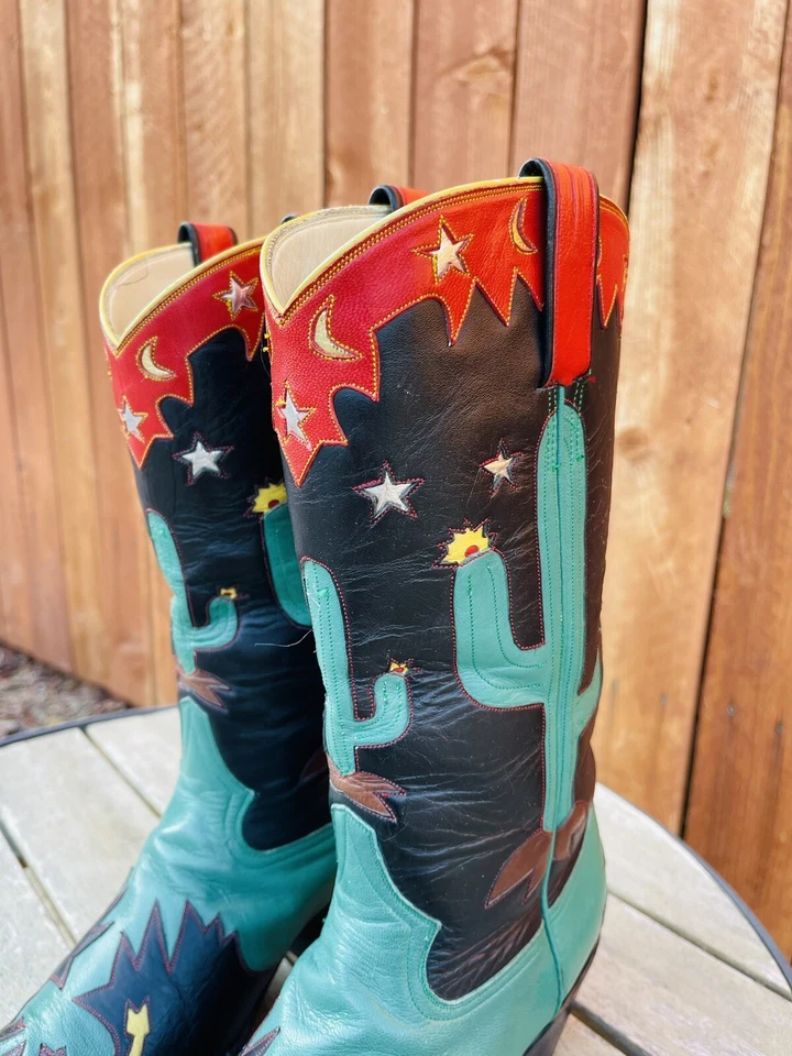 BOTAS ROCKETBUSTER UNISEX MUJER Talla 9 HOMBRE 7.5 VINTAGE WESTERN SAGUARO CACTUS #940 Foto 3 de 4