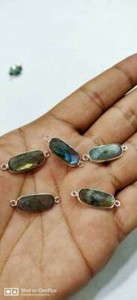 Authentic 2 Pcs Set Natural Labradorite Cushion Shape 9x18mm Briolette Connectors