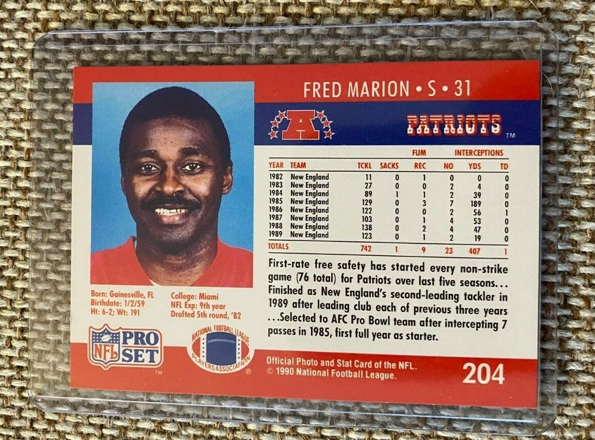 1990 Pro Set #204 Fred Marion | eBay