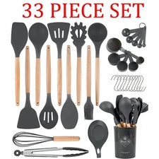 33 Pcs Silicone Kitchen Utensil Set with Holder, Heat Resistant Cooking Utensils