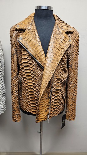Python Snakeskin Jacket Brown Cognac Men's XL Maison Kingsley - Picture 13 of 19