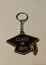 Class Of 2023 Rubber Graduation Cap Keychain, Keyring