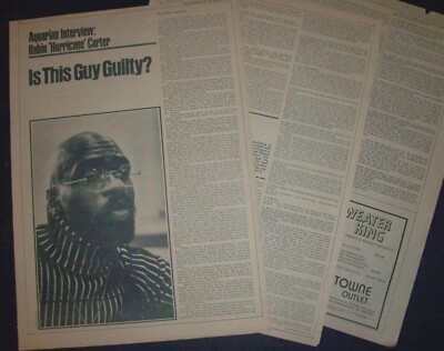 Rubin Hurricane Carter 1975 HUGE In-Depth Interview Article