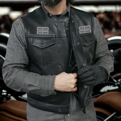 Custom Cowhide Leather Biker Vest Men's Motorcycle Riding