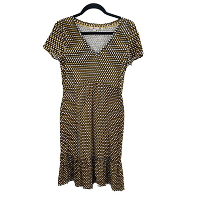 Boden melissa jersey knit Dress womens size 6 diamond ruffle short sleeve v  neck | eBay