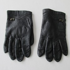 Vintage Gloves Etienne Aigner Leather Black Woman's Sz 6-1/2 w logo  trim