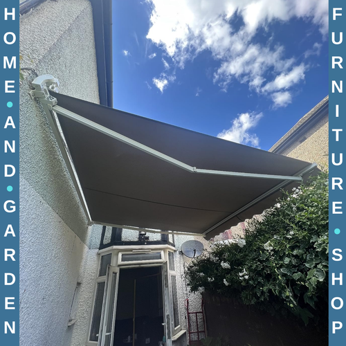 3x2.5m Manual Patio Awning Retractable Canopy with Crank Handle & Fittings Black - Picture 3 of 13