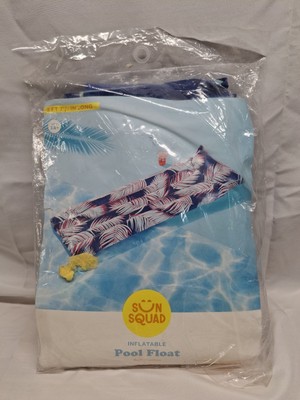 NEW Sun Squad inflatable swim Pool Float w/ built in pillow w/ repair patch