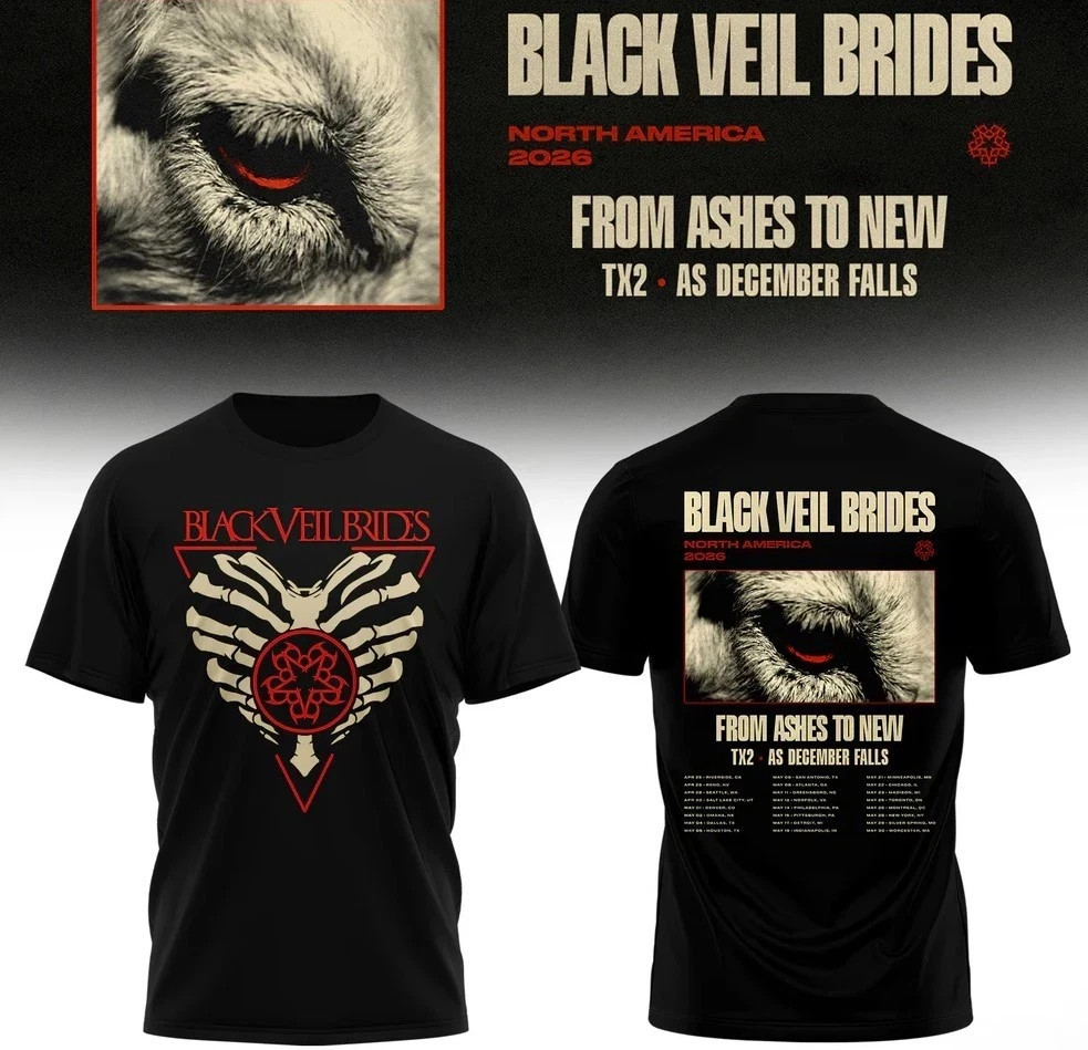 Veil Brides North America 2026 Tour T-Shirt Black 2 Sides S-2XL