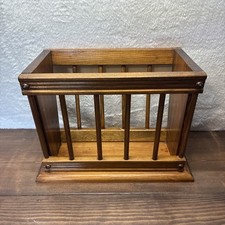 VTG Wooden Magazine Rack Mid Century Modern Album Spindle