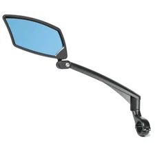 BriskMore Handlebar Bike Mirror Anti-Glare Blue Convex Glass Lens for Flat Ha...