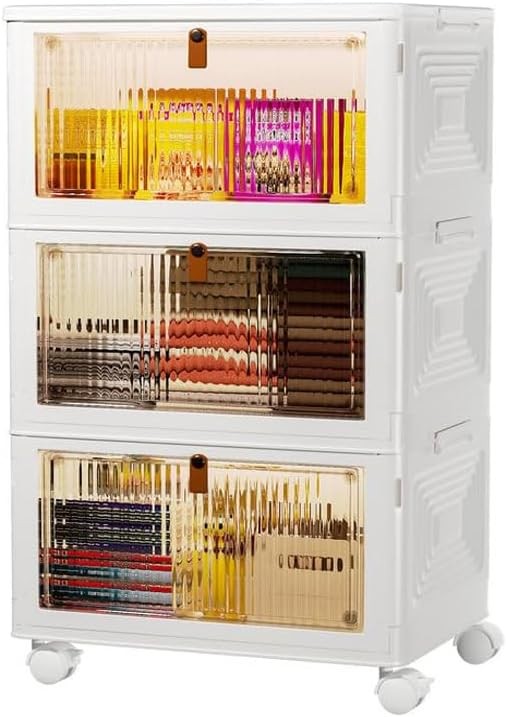 3 Tier Plastic Storage Bins with Lids 35QT, Stackable Storage Containers