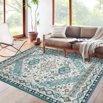 Teppich Vintage-Floral-Design Kurzflor Boho Rutschfeste Unterseite 170x120CM DHL