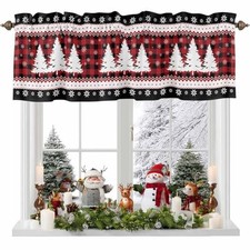 Christmas Curtain Valance for Windows Pine 54"W x 18"L Pack of 1 Red Black